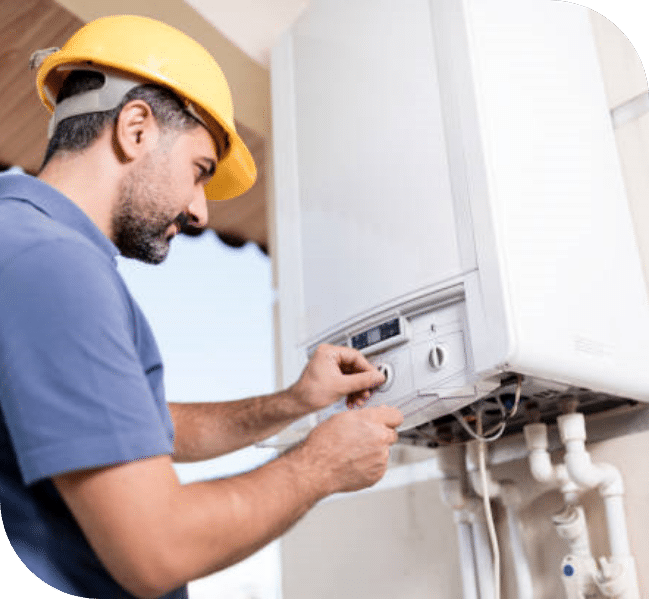 Plumber inspecting plumbing system during a house repair