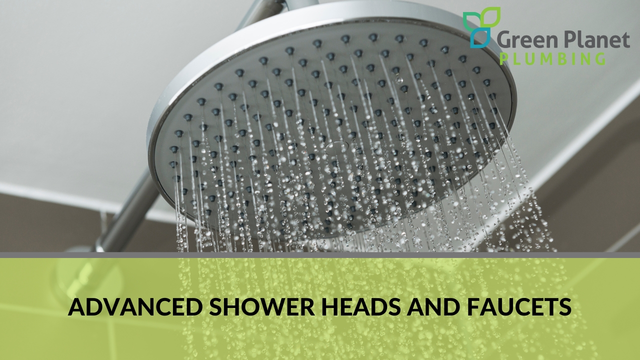 A modern showerhead with water cascading down.